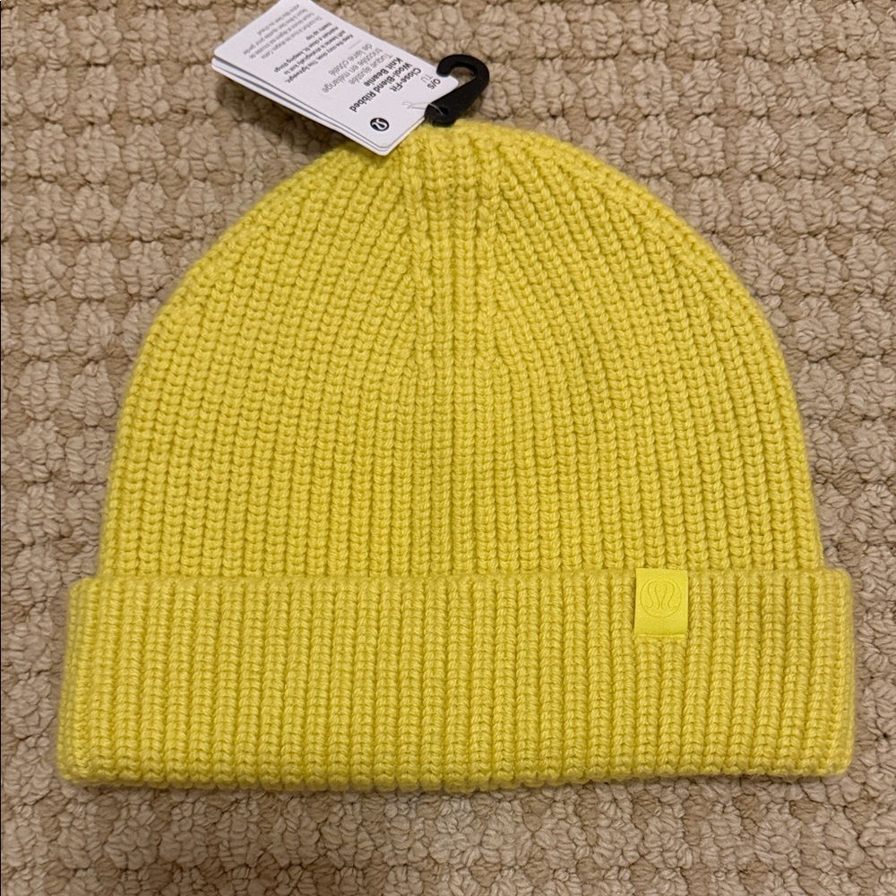 Lululemon Yellow Wool-Blend Ribbed Knit Beanie